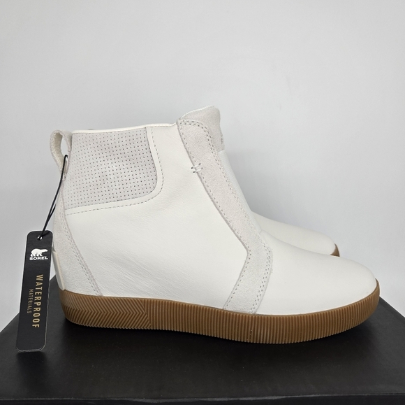 New Sorel Out N About Pull On Wedge Booties Leather Boots Women's Size 9 - Picture 3 of 8